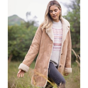 Vintage 1970s Shearling Coat: Handmade Sheepskin Leather Winter Outerwear