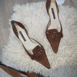 Pied à Terre Brown Leather Kitten Heels Spain Size EU 39.5 US 8.5