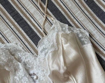 Vintage Seiden Body von KETURAH BROWN London | 100% Seide & Spitze | Größe 12 / Medium