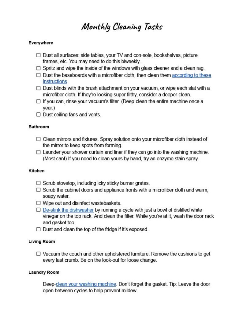 Cleaning Checklist Bundle-daily, Weekly, Monthly, Annually - Etsy