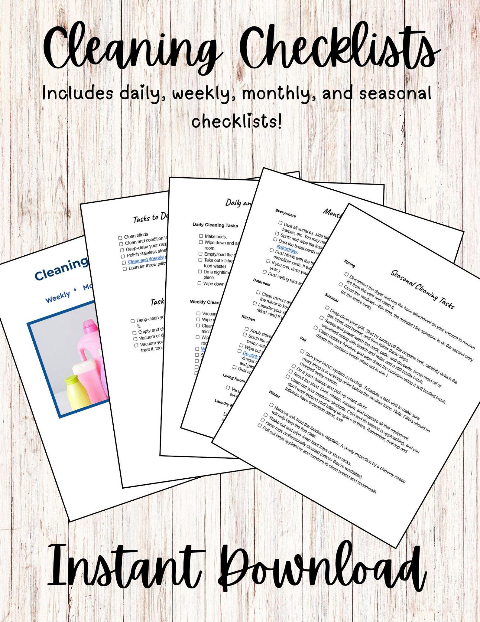 Cleaning Checklist Bundle-daily, Weekly, Monthly, Annually - Etsy