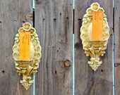 Antique Floral Wall Sconce Pair Set, Two Art Nouveau Depression Era Electric 39 Candle 39 Light Fixtures - Cast Metal Home Restoration Hardware