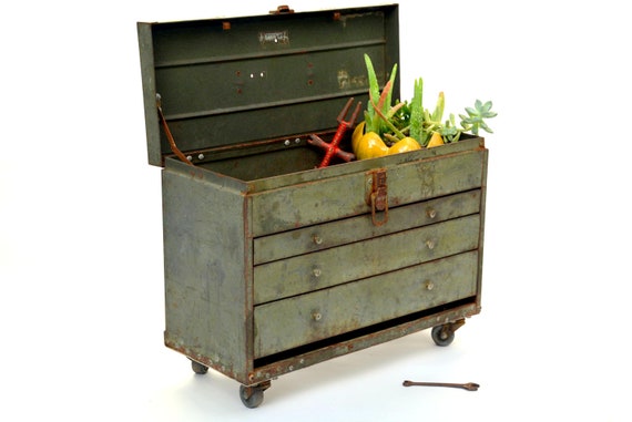 Vintage Industrial Machinist Toolbox Organizer Chest On Etsy