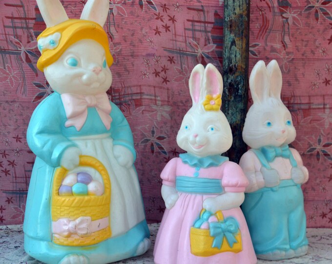 Adorable Easter Bunny Family Blow Mold Collection Set of 3, Mrs. Boy