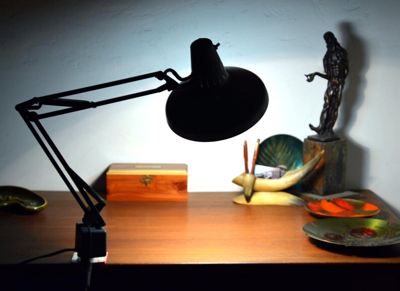 Vintage Floating Architects Desk Lamp Both Incandescent Fluorescent Industrial Articulating Drafting Office Light Fixture Clamp On Base