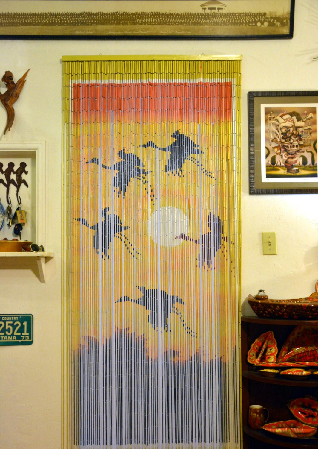 Vintage Deadstock Bead Door Curtain Nos 70s Fringe Doorway Room