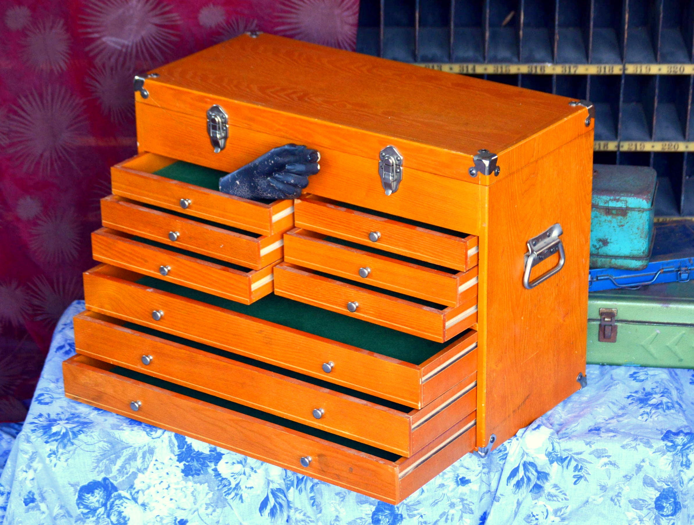 Vintage Machinist Tool Box Organizer Chest with Mirror Etsy