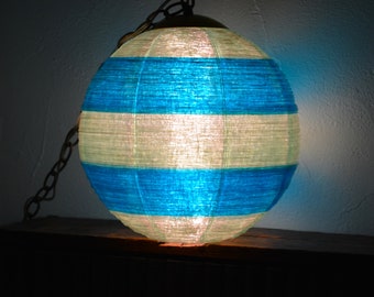 Vintage Round Blue / Green Lucite Swag Lamp in Perfect Condition, with 12' Cord/Chain