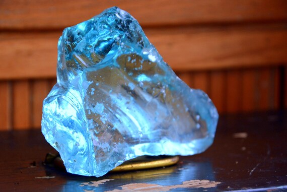 Translucent Aqua Marine Blue Cullet Slag Glass Lovely Chunk Blue Cullet Slag Glass, Blue Slag Glass Chunks