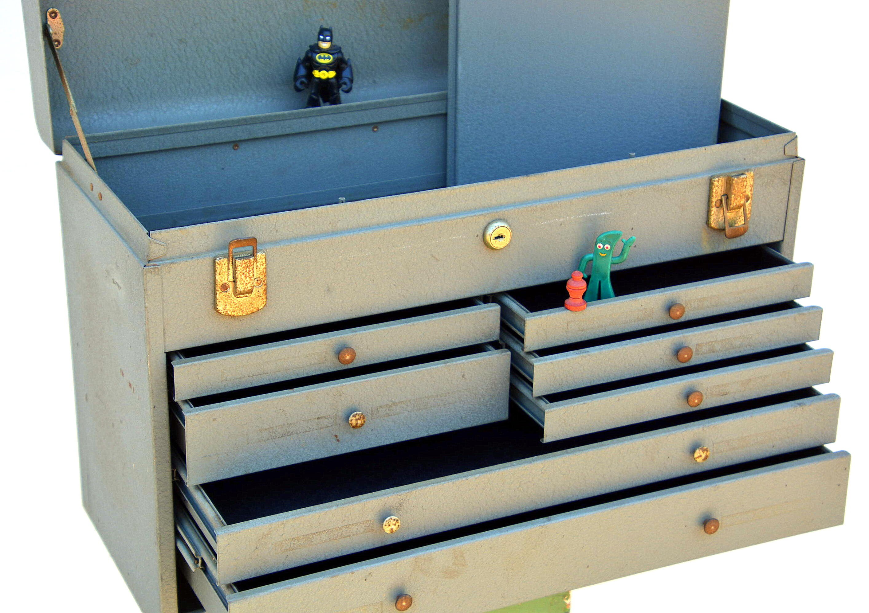 Vintage Industrial Machinist Toolbox Organizer Chest Rustic 7