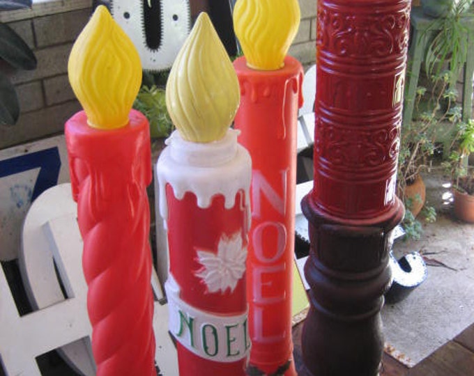 Four Different Large Christmas Candle Blow Molds Red, White & Yellow