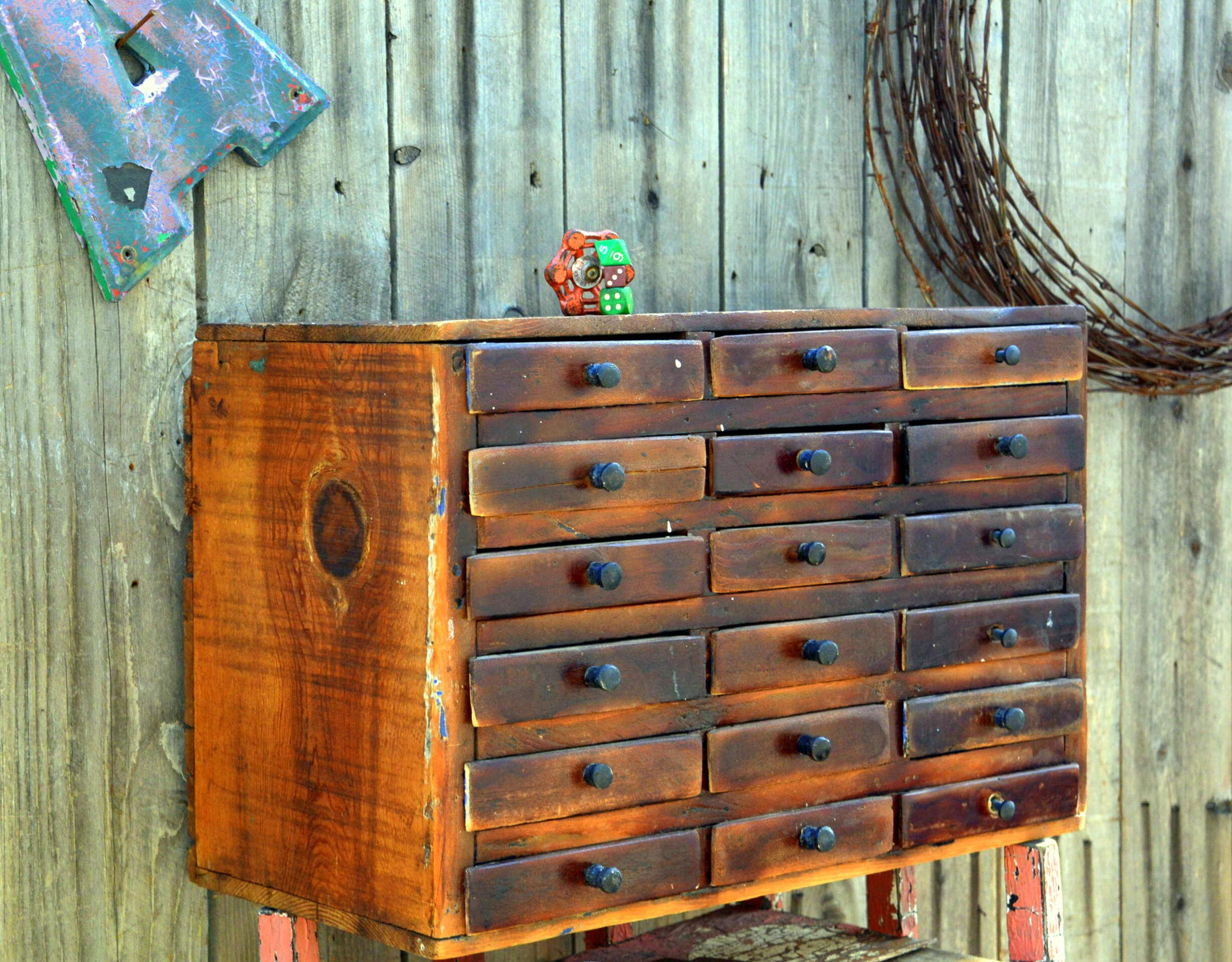 Antique Homemade Wooden Apothecary Organizer Cabinet Rustic Etsy