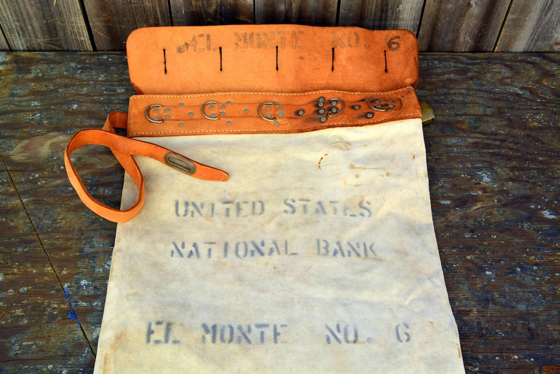 Vintage Canvas / Leather Bank Bags Wells Fargo California Etsy