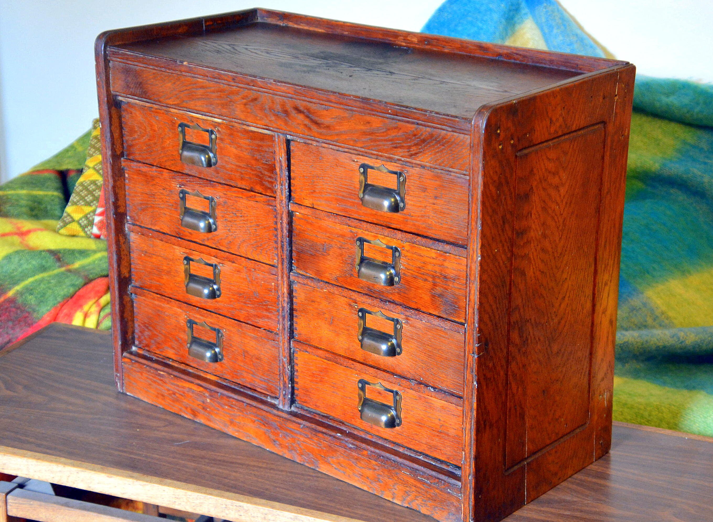 Antique GLOBE Tiger Oak File Rustic Vintage 8 Drawer Etsy