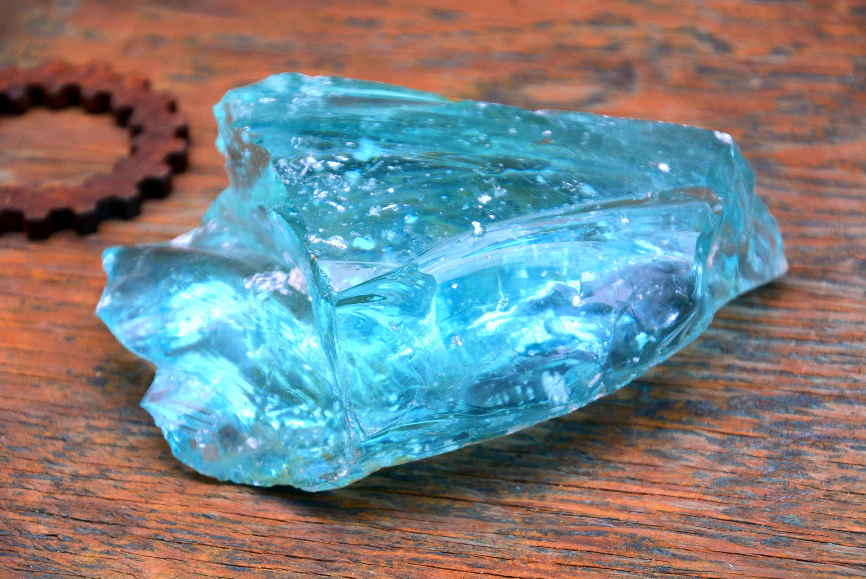 Translucent Aqua Marine Blue Cullet Slag Glass Lovely Chunk