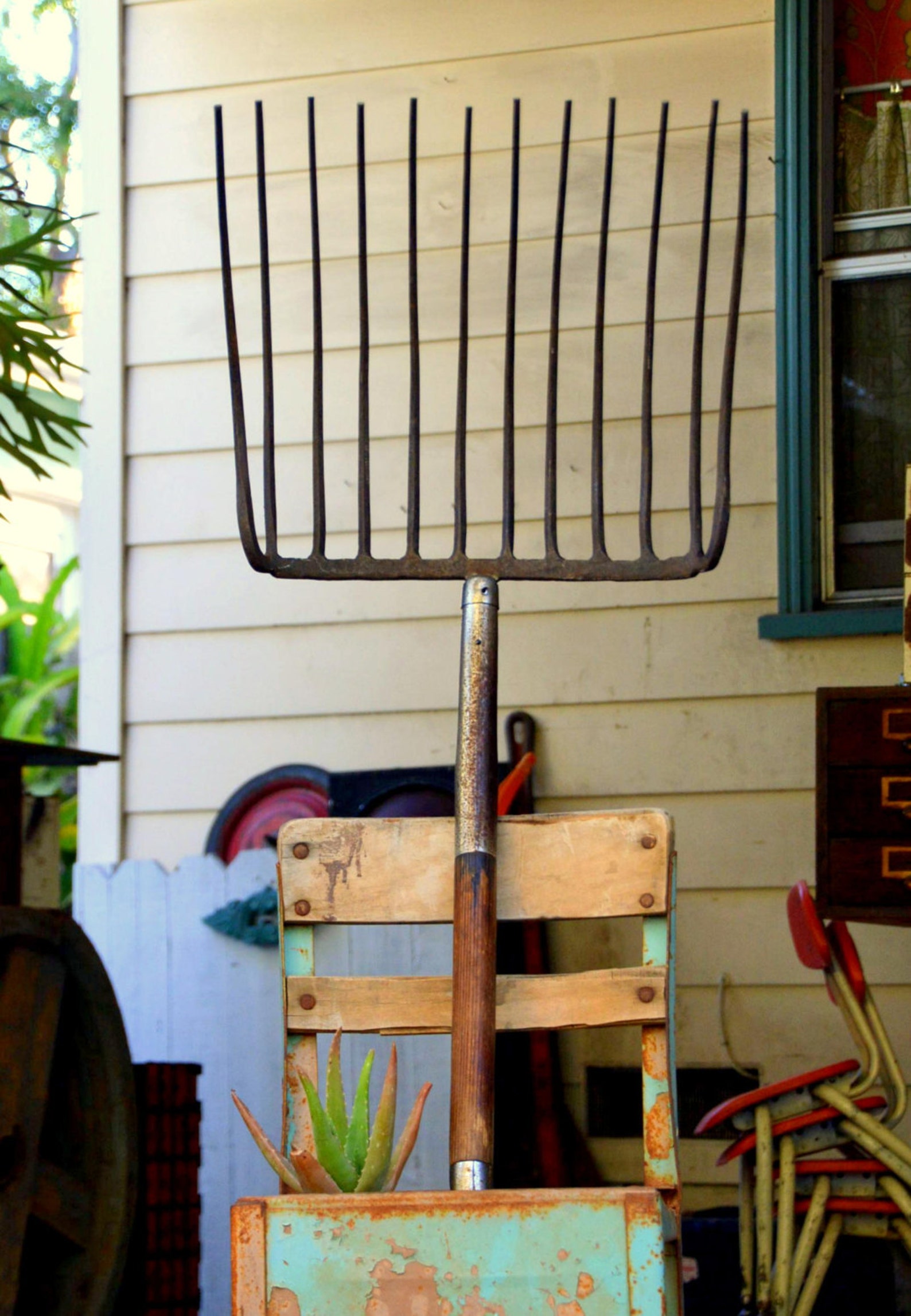 Vintage 12 Tine Hay / Pitch Fork / Pitchfork with Solid Etsy