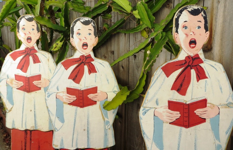 Vintage Outdoor Christmas Carolers Set 4foot 4pc Wooden Etsy