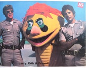 Vintage H R Pufnstuf Meets CHiPs Photo!: 70s NBC Cross Promotional Mini Poster for California Cops Crime Drama & Live Action Puppet TV Show