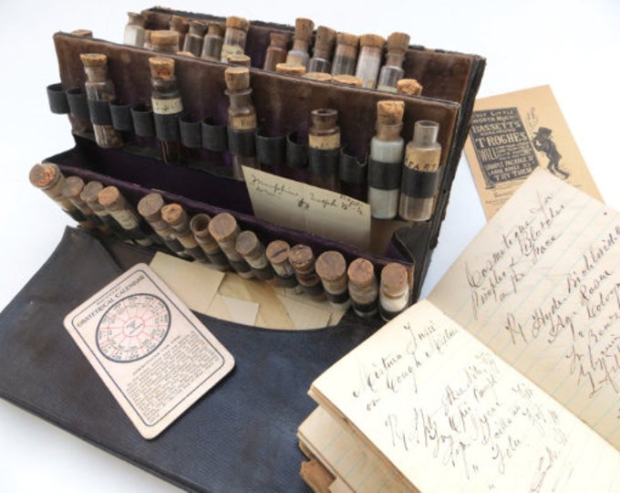 1860s Medical Doctor's Apothecary Kit Antique Traveling Physician Bag