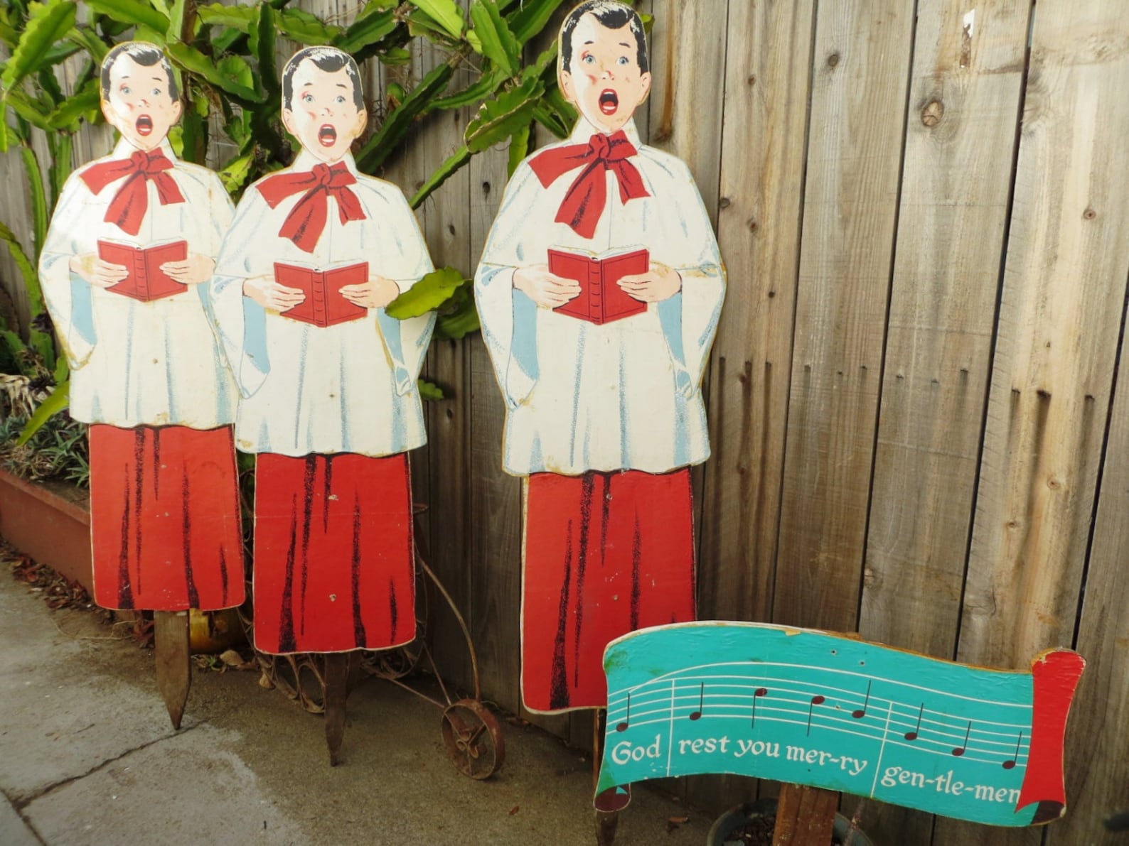 Vintage Outdoor Christmas Carolers Set 4 Foot 4 Pc Wooden Etsy
