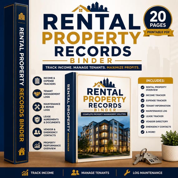 Rental Property Record Binder Printable | Landlord Binder PDF | Rental Property Organizer | Property Management Planner