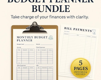 Planificador de presupuesto • Seguimiento de gastos mensuales, pago de facturas y deudas (PDF)