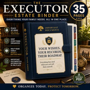 Executor Estate Binder Printable PDF | Estate Administration Organizer & Important Documents Planner