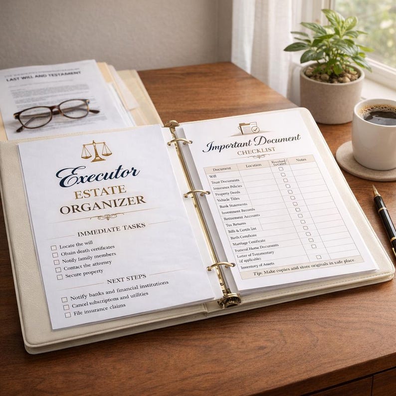 Executor Estate Binder Printable PDF | Estate Administration Organizer ...