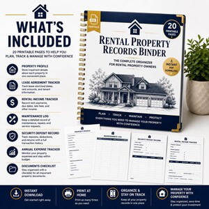 Rental Property Record Binder Printable | Landlord Binder PDF | Rental Property Organizer | Property Management Planner image 3