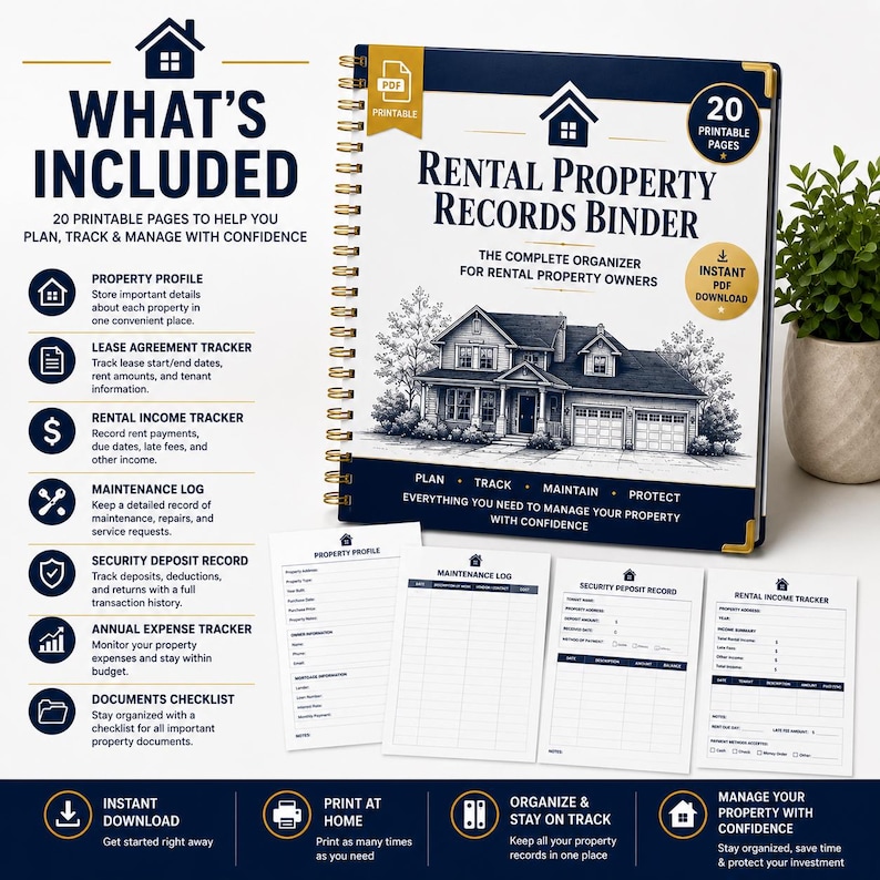 Rental Property Record Binder Printable | Landlord Binder PDF | Rental Property Organizer | Property Management Planner image 3