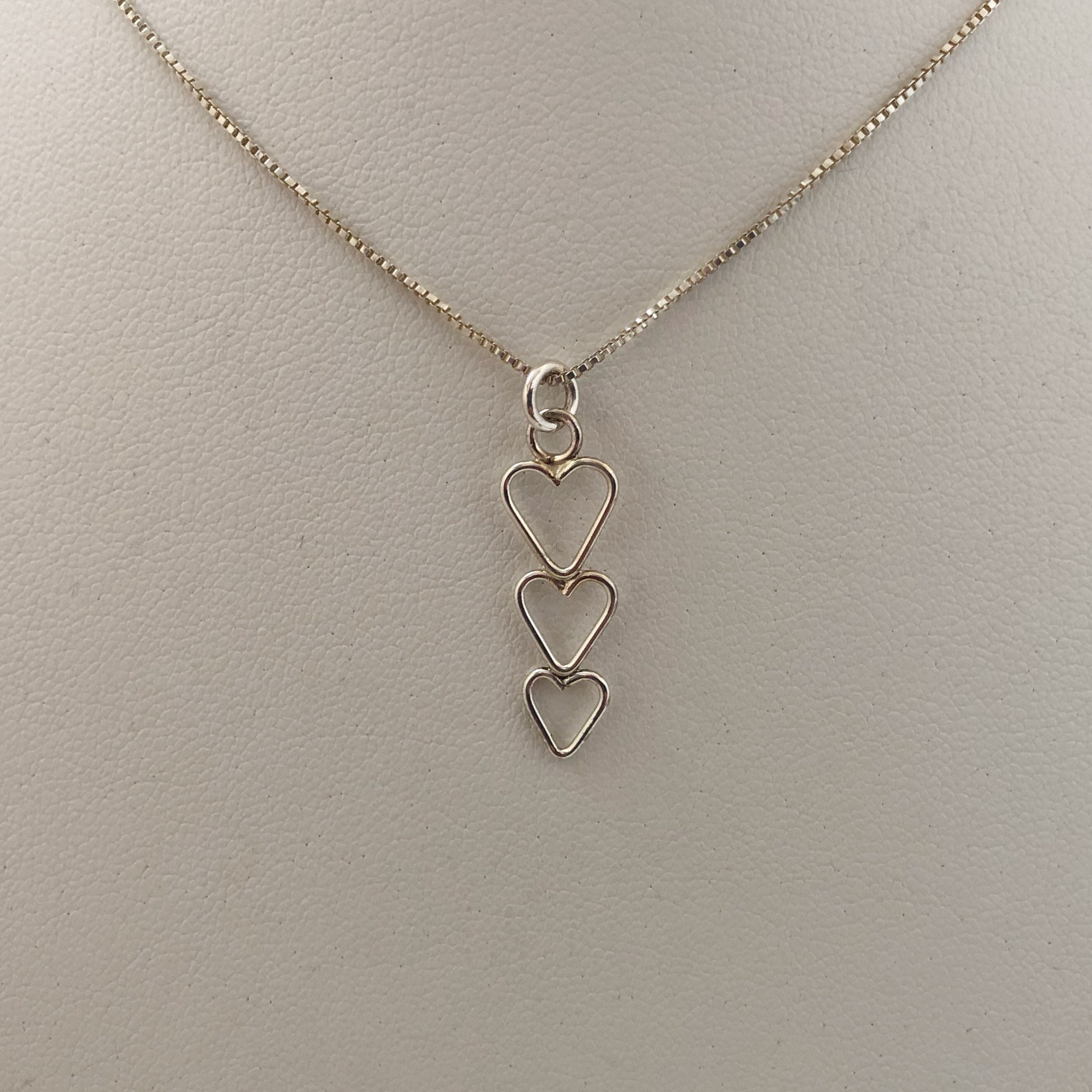 Three Heart Pendant, 3 Silver Hearts, 3 Heart Pendant, Three