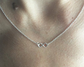 Tiny Infinity Choker, Infinity Necklace, Silver Infinity Choker, Delicate Infinity Necklace, Simple Infinity Choker