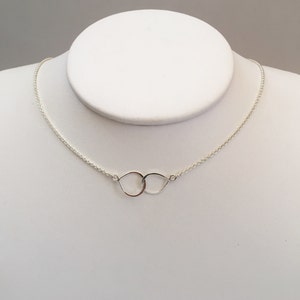 Interlocking Infinity Choker, Simple Silver Choker, Best Friends Necklace, Interlocking Teardrops, Delicate Silver Choker