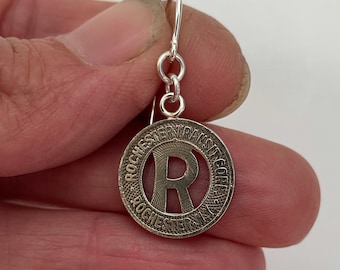 Rochester Subway Token Earrings, Rochester NY Earrings, Rochester Transit Earrings