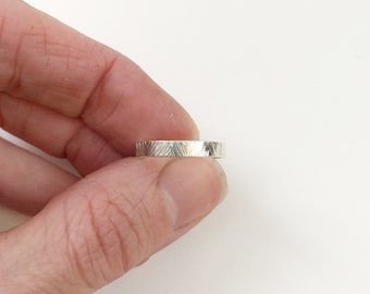 Textured Sterling Silver Ring, Geometric Hammered Band