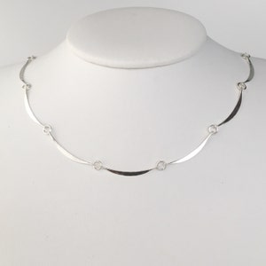 Scalloped Silver Choker, Hammered Silver Choker, Silver Crescent Choker, Simple Silver Choker, Delicate Silver Choker image 1