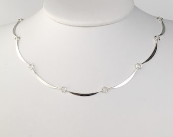 Scalloped Silver Choker, Hammered Silver Choker, Silver Crescent Choker, Simple Silver Choker, Delicate Silver Choker