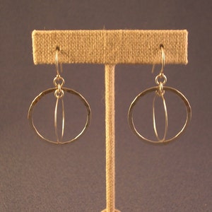 Perpendicular Circles Earrings, Sterling Silver Circle Earrings, Two Circles Earrings, Silver Circles Earrings