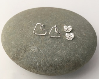 Small Heart Earrings, Silver Heart Earrings, Silver Heart Studs, Tiny Heart Studs, Silver Heart Posts, Delicate Heart Studs