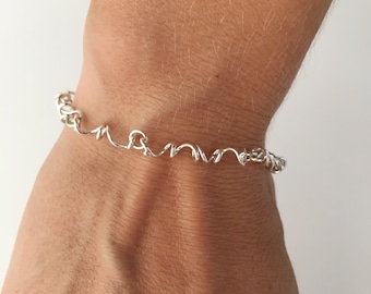 Spiral Bracelet, Silver Spiral Bracelet, Tendril Bracelet, Handmade Chain Bracelet