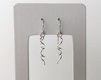 Silver Spiral Dangle Earrings, Silver Twist Earrings, Corkscrew Drop Earrings