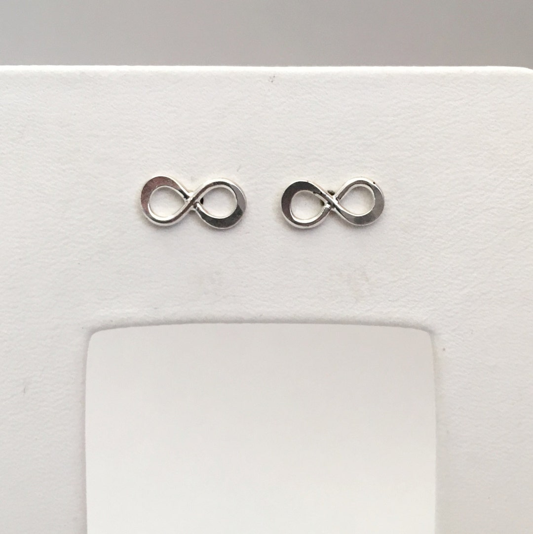 Tiny Sterling Silver Infinity Post Earrings - Etsy