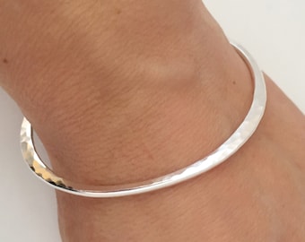 Hammered Sterling Silver Triangular Bangle Bracelet