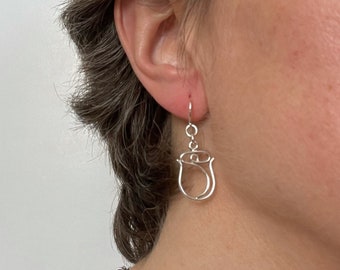 Silver Rose Earrings, Rose Bud Earrings, Silver Flower Earrings, Simple Rose Earrings, Elegant Rose Earrings, Roses Jewelry, Flower Jewelry