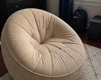 Round Lounge Floor Chair: Modern Accent Seating, Cozy Japandi Living Room Furniture