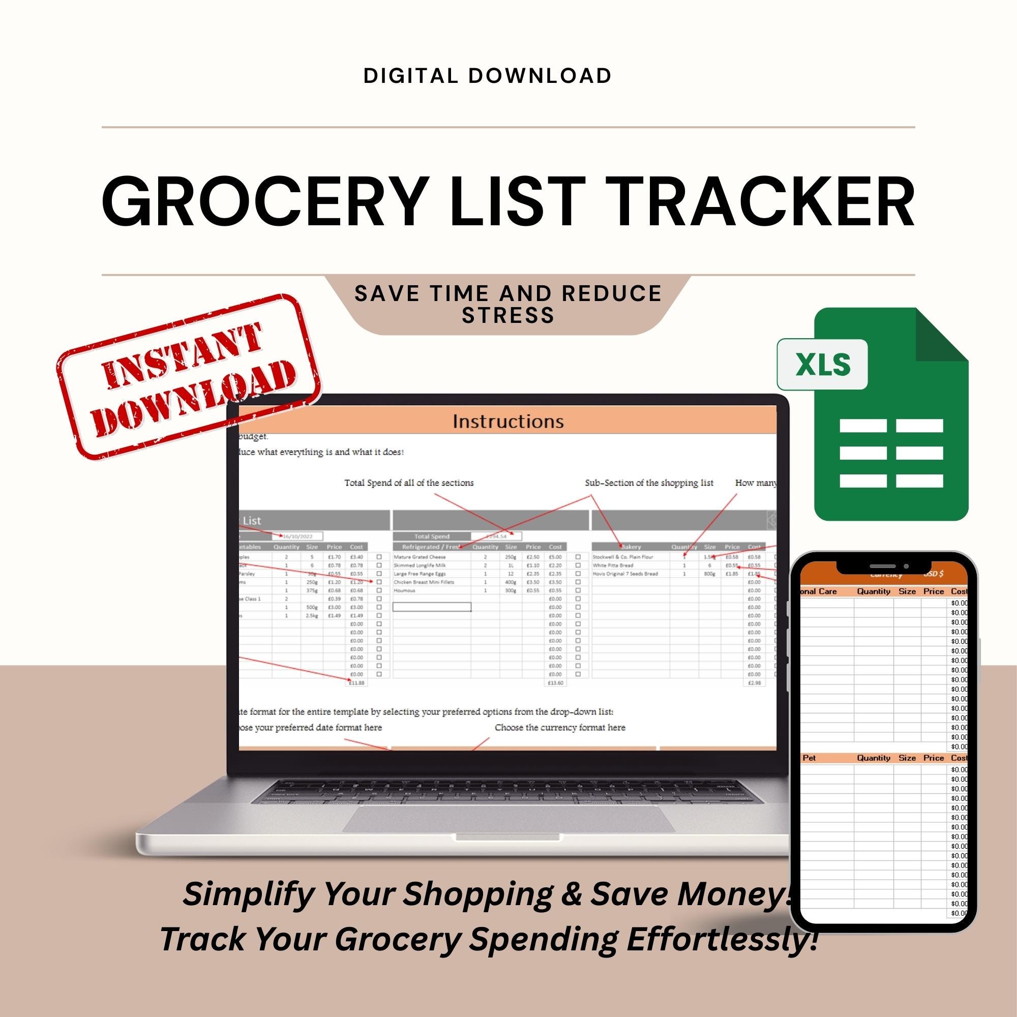 Ultimate Grocery List Tracker Bundle: Excel & Google Sheets + 100 ...