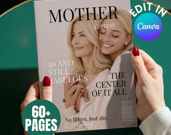Editable Magazine Template | Mother Family Photo Book | Printable Mother’s Day Gift | Personalized Keepsake For Mom Birthday