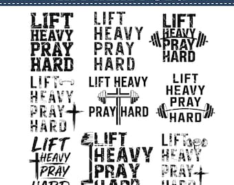 Lift Heavy Pray Hard SVG, Christian Gym Workout Design (Digital Download)