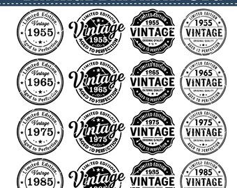Vintage Birthday SVG PNG Clipart: Aged To Perfection (Digital Download)