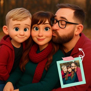 Portrait style Pixar à partir d'une photo, personnage de dessin animé 3D personnalisé, art numérique personnalisé, cadeau dessin animé pour couple, famille, impressions numériques,
